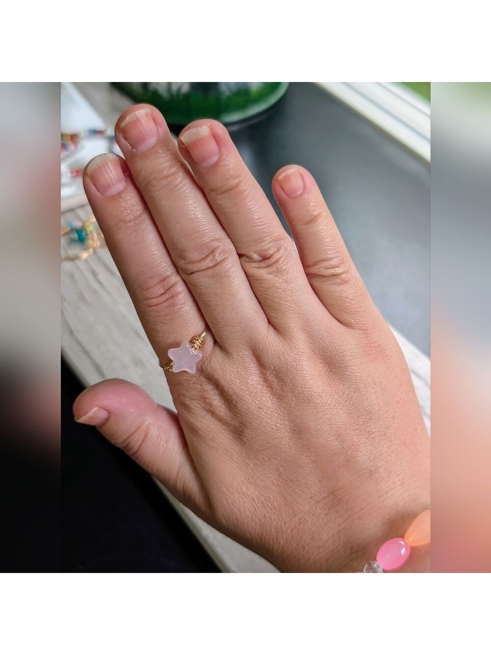 Rose Gold Star Ring with Pink Stone - Picture 5 of 5